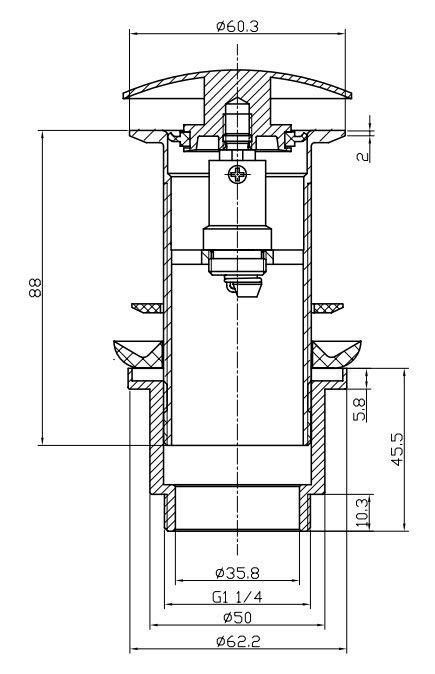 Crosswater Unslotted Click Clack Basin Waste With Extended 100mm Thread