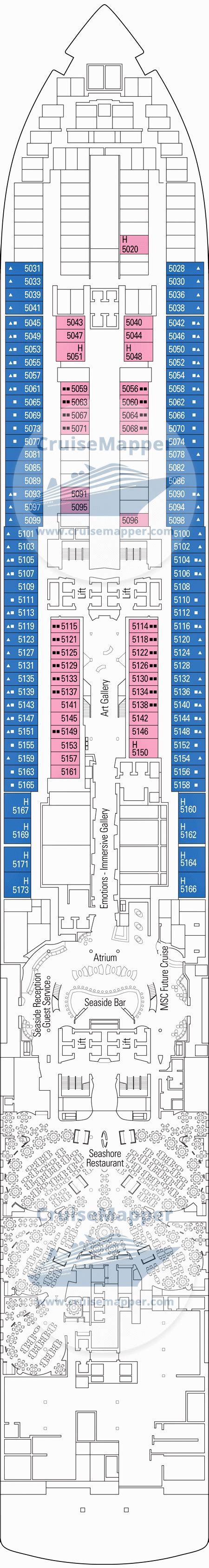 MSC Seaside deck 5 plan | CruiseMapper