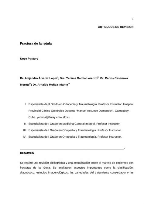 Pdf Fractura De La R Tula Scieloscielo Sld Cu Pdf Amc V N