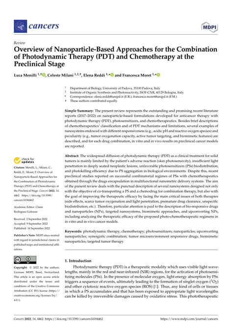 (PDF) Overview of Nanoparticle-Based Approaches for the Combination of ...