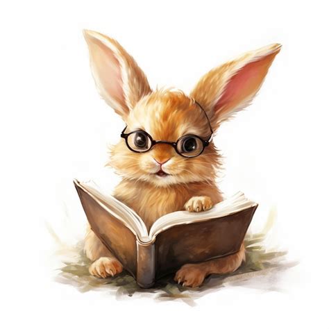 Premium AI Image There Is A Rabbit With Glasses Reading A Book On The