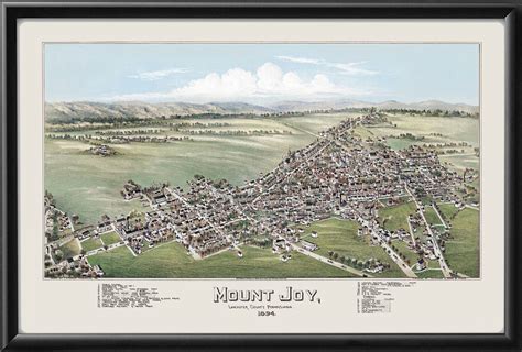 1894 Mount Joy, Pennsylvania Historic Map - Restored Bird's Eye View