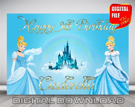 Digital Cinderella Backdrop Banner Cinderella Birthday Etsy Uk