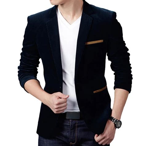 Brand Mens Corduroy Blazers Autumn Spring Fashion Male Slim Fat Casual Suit Jacket Men Blazer