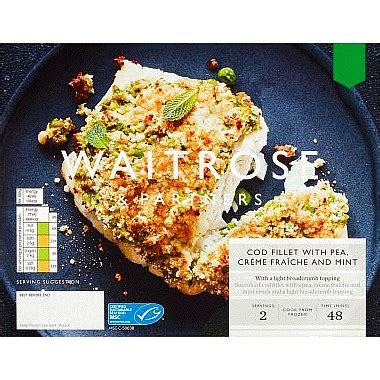 Waitrose Frozen Cod Fillet With Pea Creme Fraiche Mint G