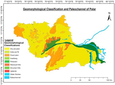 Geomorphology Map (Source: Bhuvan data) of the Palar River basin ...