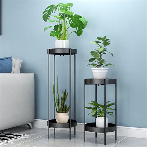 Nordic Metalen Plant Stand 2 Band Gouden Bloem Met Grandado