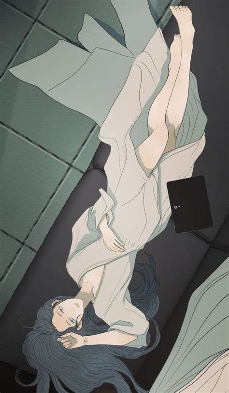 An Illustration Of A Woman Laying On The Ground