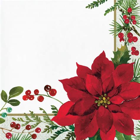 Christmas Posh Poinsettia Lunch Napkins 6 5 In 16 Pk Party City