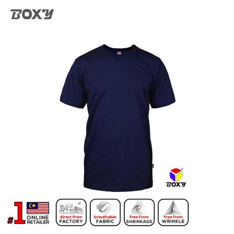 Boxy Unisex Microfiber Quick Dry Round Neck Plain Navy Xs 3xl Short Sleeve T Shirt Baju Kemeja