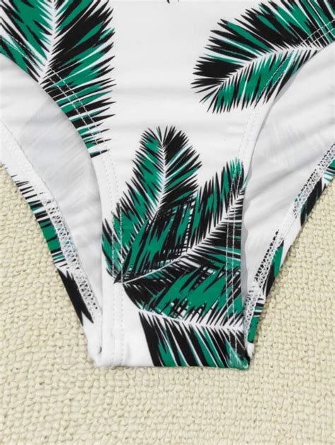 Tween Flicka Lövtryck Utklippta Enaxlad Bikini baddräkt SHEIN SE