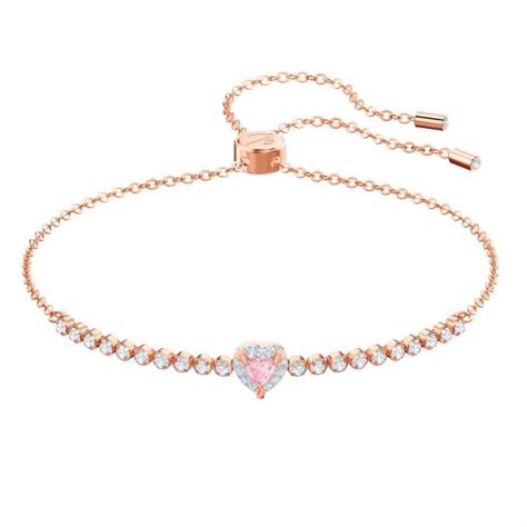 Swarovski Crystal Pink Heart Bolo Bracelet REEDS Jewelers