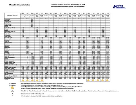 Metra Electric Schedule Weekend Weekday Fares Stations