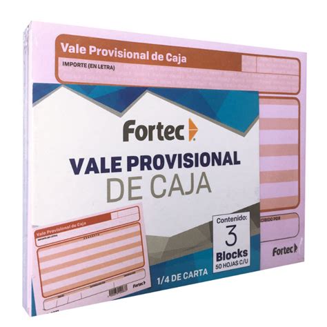 Fortec Vale Provisional De Caja De Carta Hjs C U Paq Office