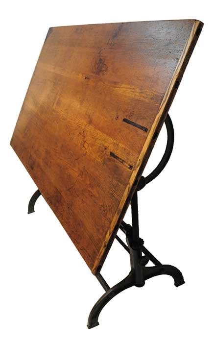 Wooden Drafting Table, with Adjustable Metal Base - Wooden Nickel Antiques