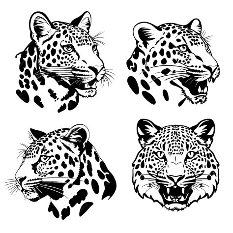 Premium Vector Leopard Head Logo Vector Stencil Set