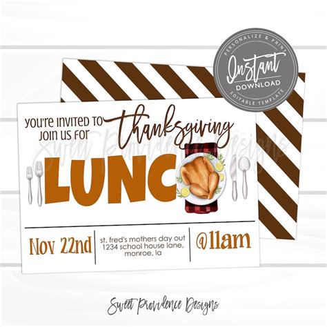 Thanksgiving Invitation Thanksgiving Luncheon Fall Lunch - Etsy