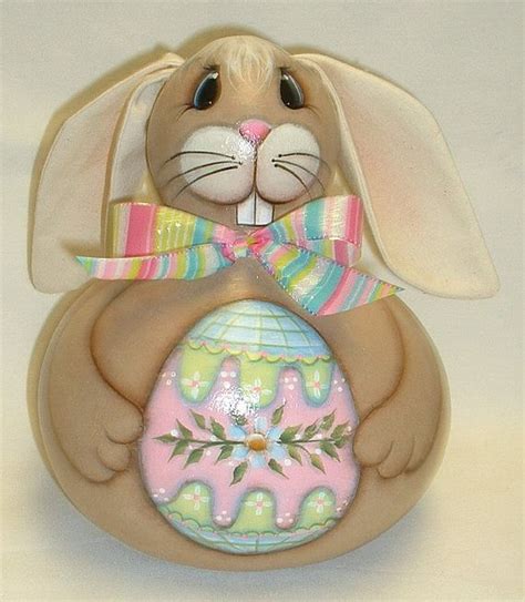 Gourd Easter Bunny With Easter Egg Hand Painted Rabbit Etsy Hand