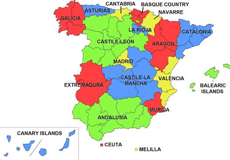 Spain autonomous communities map - Map of Spain autonomous communities (Southern Europe - Europe)