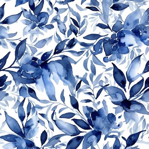 Premium Ai Image A Seamless Pattern With Blue Flowers