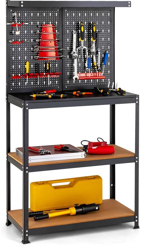 Ironmax Workbench With Pegboard Heavy Duty Workstation Organizer With