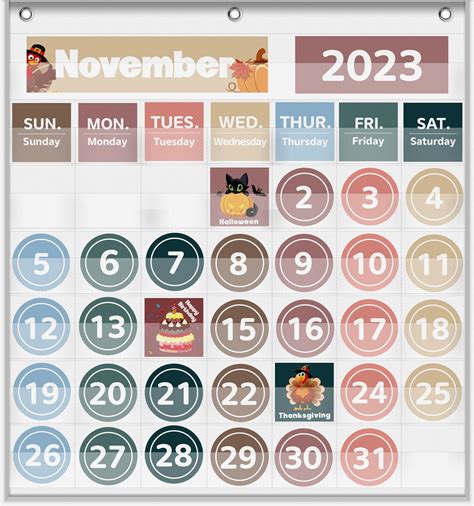 Boczif Calendario Mensual De Bolsillo Para El Aula Con Tarjetas