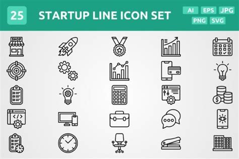 Vector Startup Line Icon Set Graphic By Graphixs Art Creative Fabrica