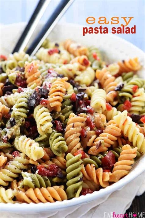 Easy Pasta Salad Tri Color Garden Rotini Is Studded With Diced Olives