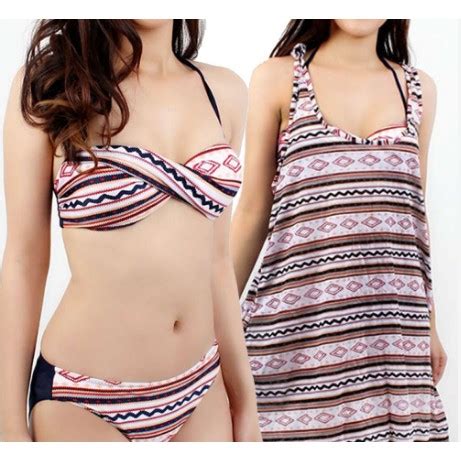 Two Piece Bikini With Cover Up Underwired Swimsuit Halter Shopee