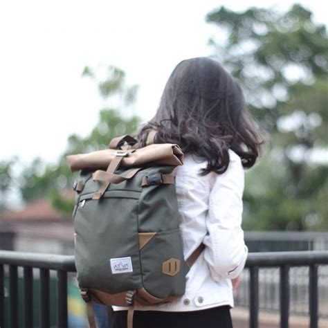 Jual Harrier Olive Khaki Tas Punggung Rolltop Backpack Travel Hijau