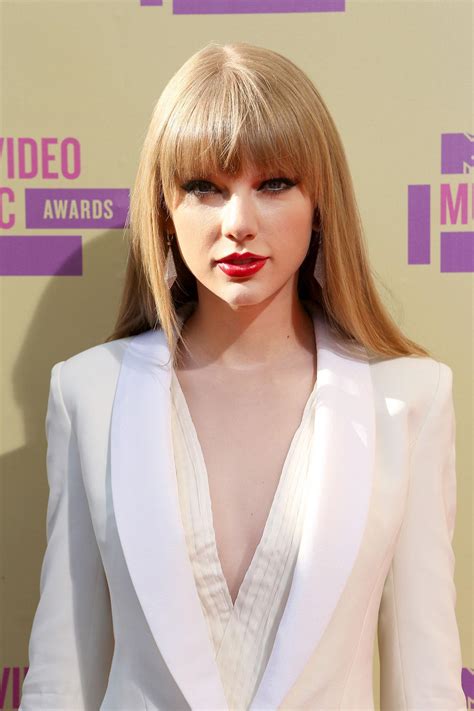 Taylor Swift Red Lipstick Bangs