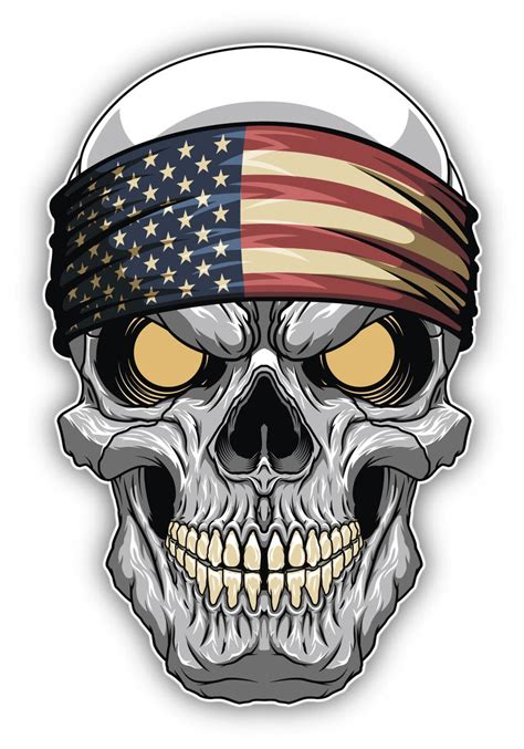 Skull With American Flag Bandana Tattoo