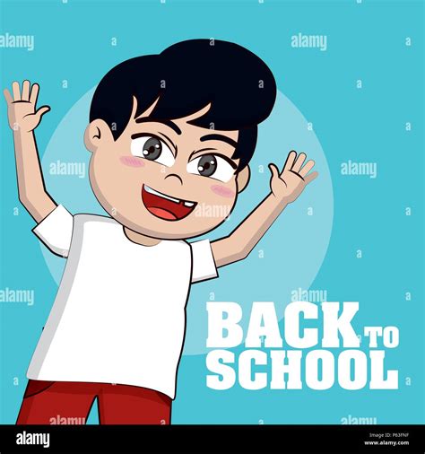 Cute And Happy School Boy Cartoon Vector Illustration Graphic Design