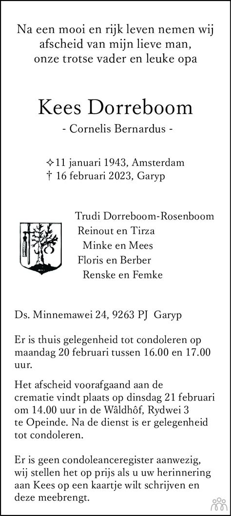 Cornelis Bernardus Dorreboom Te Garyp Is Overleden Oozo Nl