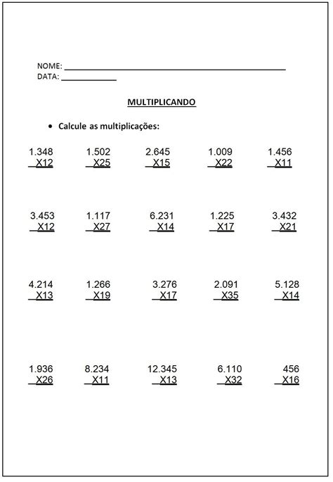 Desafios Matemática 5 Ano Multiplicação E Divisão