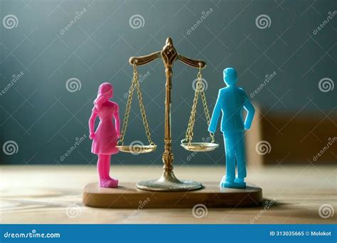 Oncept Of Gender Equality Scales With Pink Female Figure And Blue Male Figure Equivalence