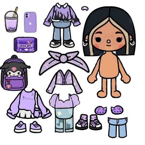 Toca Boca Paper Doll Purple Toca Boca Papierowa Laleczka Fioletowy In