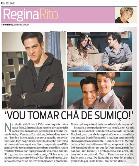 Tila Migliari Mateus Solano Na Coluna Da Regina Rito Jornal O Dia