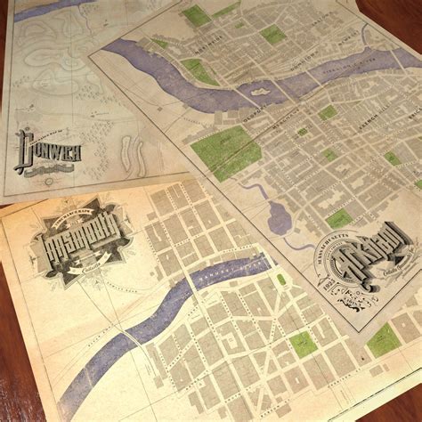 Set Of 3 A3 Arkham Innsmouth And Dunwich Maps Posters Double