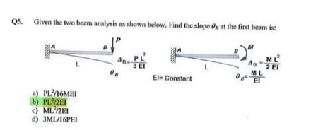 Solved Given The Two Beam Analysis As Shown Below Find The Chegg