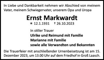 Traueranzeigen Von Ernst Markwardt Trauer Nordkurier