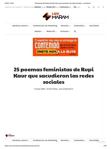 25 Poemas Feministas De Rupi Kaur Que Sacudieron Las Redes Sociales Luis Maram Pdf