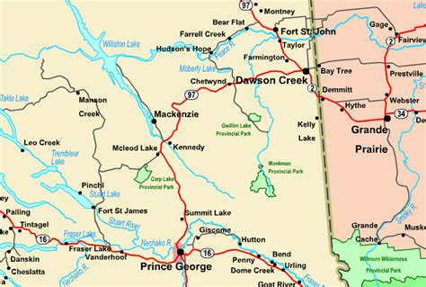 Regional Map Of Prince George Dawson Creek