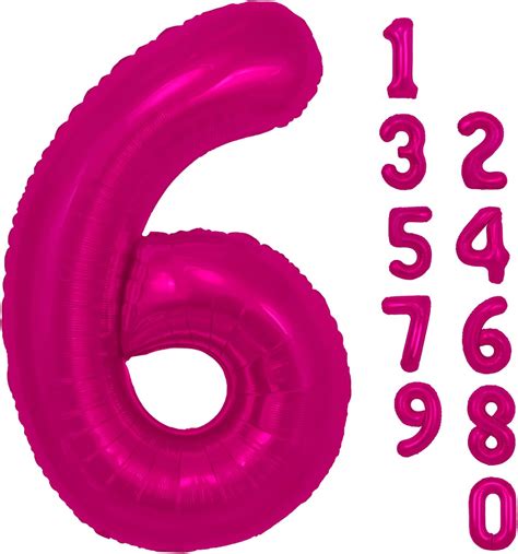 40 Inch Hot Pink Number 6 Balloon 6 Years Old Birthday