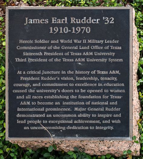 Plaque About James Earl Rudder Near The Rudder Complex On Flickr