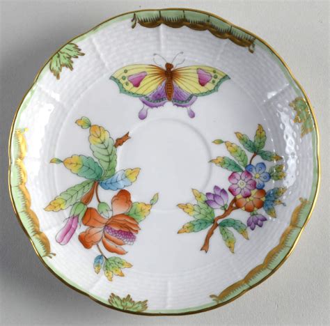 Queen Victoria Green Border Saucer For Chocolate Cup By Herend