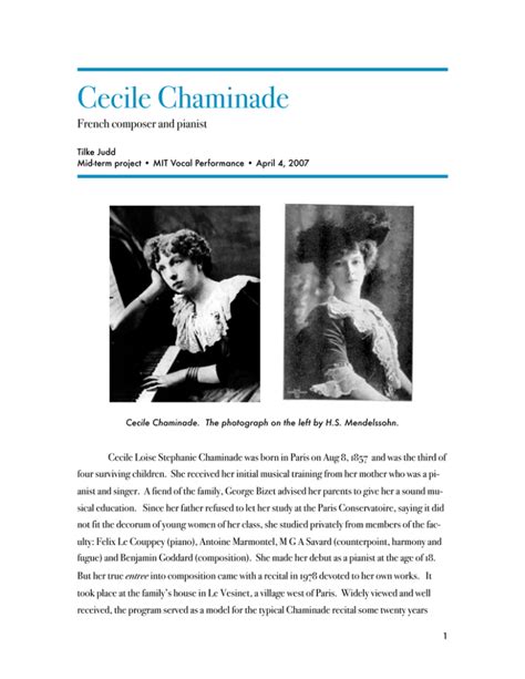 Cecile Chaminade French composer and pianist