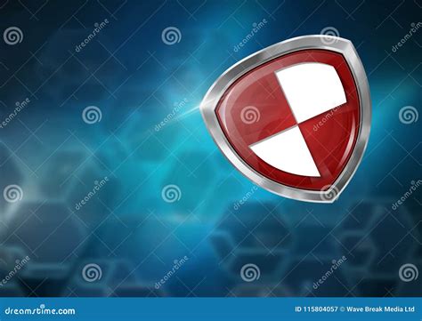 Antivirus Security Protection Shield With Blue Blurred Background Stock