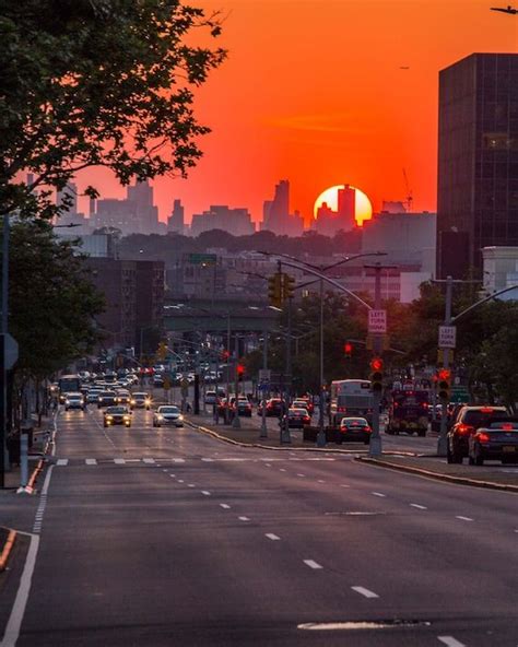 Sunset Over Queens Boulevard Rego Park Forest Hills New York City