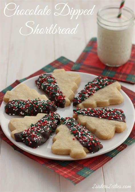 6 Chocolate Dipped Shortbread Cutouts Recipe Christmas Baking